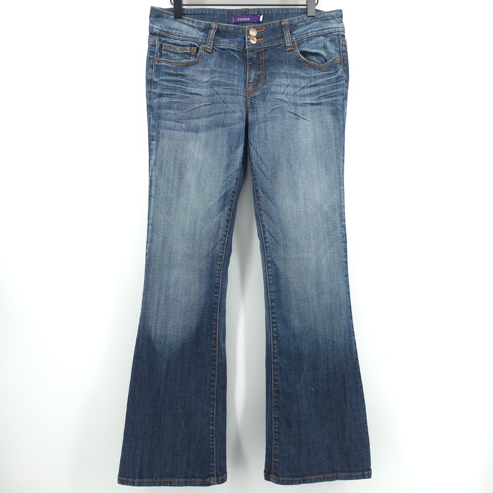 Vigoss Bootcut Women Jeans 9 Blue Medium Wash Flap Pocket Y2K Denim